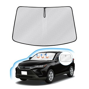 J-PREMIS トヨタ ハリアー 80系 フロントガラス サンシェード HARRIER 80 R2.06-現行 車用サンシェード UVカット 遮光シェード 日よけ ハンドルサンシェード 遮光 断熱 暑さ対策 車中泊 折り畳み式 ハ