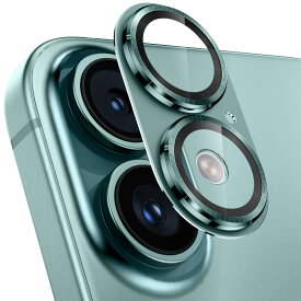 カメ ラフイルム i Phone16/16 Plus用 カメ ラ保護 全面保護 9H強化ガラス アルミ合金 アイフォン16/16plus レンズカバー 耐衝撃 露出オーバー防止 黒縁取り 超高透過率 いphone16/いphone16プラス カメ ラカバー プロテクター グリーン
