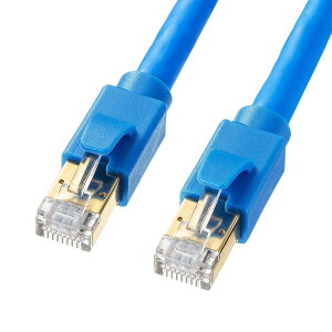 �T�����T�v���C CAT8 LAN�P�[�u�� (2m) 40Gbps/2000MHz RJ45 �c���܂�h�~ �u���[ KB-T8-02BL