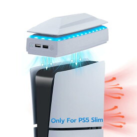 Mcbazel 新型 PS5 Slim用 上部冷却ファン アッパー冷却ファン 熱暴走対策 カスタム設計 ダストプルーフ RGBライト PS5 Pro非対応-ホワイト