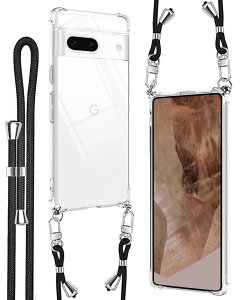 Denaisii Google Pixel 8a ケース クリア ショルダー ピクセル8a ケース ストラップ 耐衝撃 pixel 8a ケース 肩掛け 斜めかけ 縄掛け 透明 TPU ストラップ付き 携帯ケース 薄型 軽量 紐付き ネックストラ