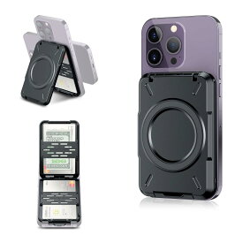 【スキミング防止】PROfezzion MagSafe スマホ カードケース スマホスタンド 【カード4枚 カード入れ】 MagSafe対応 ウォレット マグセーフ カードケース マグネット MagSafeケース ＆ i Phone 16 Pro Max/i Phone 16 / 15 / 14 /13 / 12 シリーズ ＆MagSafeリング付属 ※iPh