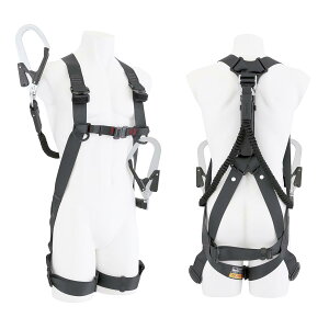 タジマ 新規格安全帯 フルハーネスGS・蛇腹式ダブルランヤードセット Sサイズ黒 束縛感の少ないY型構造 短くなるので邪魔にならない蛇腹式 ランヤード長150cm より戻し付き硬質焼入ゲートス