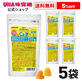 ＜お買い物マラソン全品5倍＆限定クーポン4/27(土)9:59まで＞まとめ買い UHA味覚糖 グミサプリKIDS（キッズ）カルシウム&鉄 20日分(100粒) パイナップル味&マンゴー味アソート 5袋セット【2歳ごろ～】通販限定