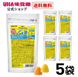 【公式】まとめ買い UHA味覚糖 グミサプリKIDS（キッズ）カルシウム&鉄 20日分(100粒) パイナップル味&マンゴー味アソート 5袋セット【2歳ごろ〜】通販限定