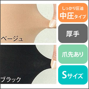 医療用弾性ストッキングレックスフィット厚手ストッキング爪先あり中圧Sサイズ