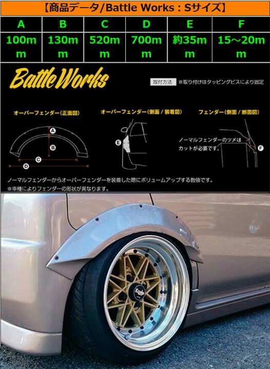 楽天市場】【CLS/Battle Works】☆オーバーフェンダー・汎用タイプ/S 