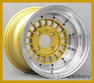【即納】【全国送料無料】 ★限定版★ フォーカスレーシングスポーク 14×9.0/-25 114.3-4H/ゴールド×2本 旧車 FOCUS RACING GOLD 4穴【代引不可】