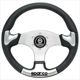 【正規品】sparco/スパルコ　ステアリング　シルバースポーク/シルバーグリップ　フラット　34.5パイ　P222