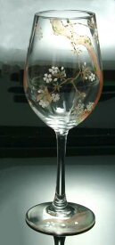 【 送料無料 】 京焼き絵付け ワイングラス（大） ギフト 十二ケ月花鳥図（桜）