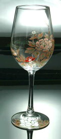 【 送料無料 】 京焼き絵付け ワイングラス（大） ギフト 十二ケ月花鳥図（牡丹）