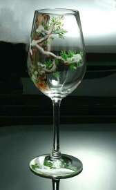 【 送料無料 】 京焼き絵付け ワイングラス（小） ギフト 十二ケ月花鳥図（雪木）