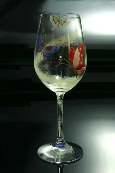  京焼き絵付け ワイングラス（小） ギフト 蝶