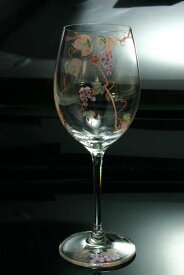 【 送料無料 】 京焼き絵付け クリスタルワイングラス（小） ギフト 葡萄（紫）