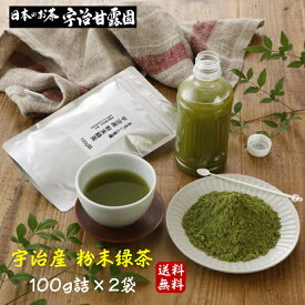 宇治産 粉末緑茶 100g×2袋 ロングスプーン2本付 送料無料 粉末茶 緑茶粉末 お茶 緑茶 煎茶 宇治茶 国産 粉末 パウダー 京都府産
