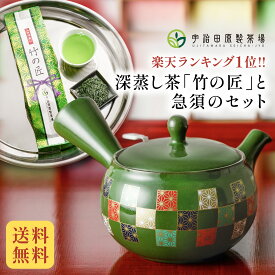 【 レトロモダン 】市松ポイポイ急須と深蒸し茶竹の匠のセット 急須 おしゃれ 洗いやすい きゅうす お茶 日本製 プレゼント ギフト 還暦 米寿 古稀 喜寿 長寿 茶器 お試し かわいい 使いやすい 注ぎやすい お祝い 母の日 贈答 茶葉 お茶 日本茶 持ちやすい 一人暮らし 80代