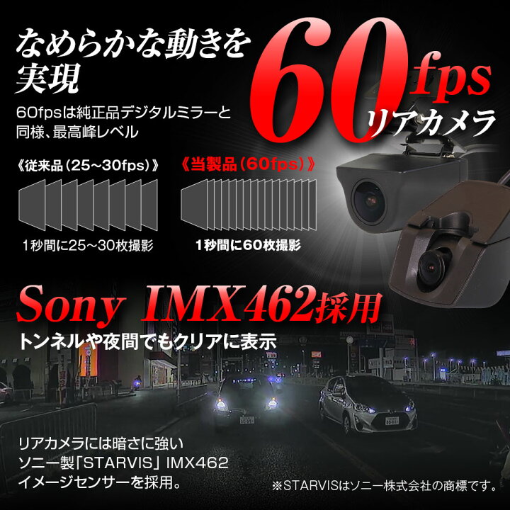 楽天市場】ドライブレコーダー ミラー型 ミラー 360度 360° 60fps 60 