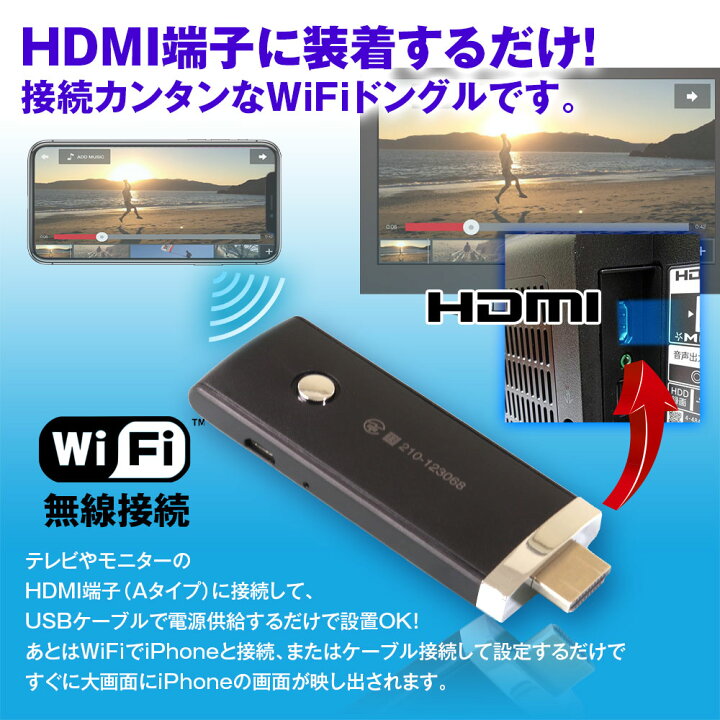 楽天市場 条件付00円offクーポン ゆうパケット3 Wifi ドングル Iphone スマートフォン アイフォン 有線 無線 接続 ミラーリング Hdmi テレビ Tv 車載 モニター 大画面 Air Play エアープレイ Wifi Display Screen Hdmi延長コード付き カーパーツ Katsunoki国際
