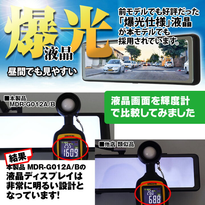楽天市場】ドライブレコーダー ミラー型 前後カメラ 分離型 GPS 