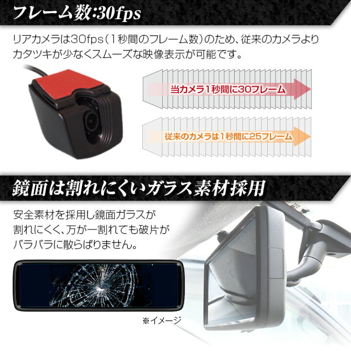 楽天市場】デジタルミラー ミラーモニター 車内カメラ フィアット 