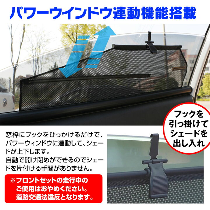 楽天市場 条件付500円offクーポン サンシェード ロールサンシェード ドア窓開閉連動 パワーウインドウ連動 オートローラー式 車用 格納式 窓型 左右セット ロールスクリーン 汎用 日よけ 日除け 網戸 メッシュ 車載カーテン 遮光サンシェード カーパーツ Katsunoki国際