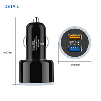 クーポン発行中!【定形外送料無料】USBカーチャージャーQuickCharge3.0シガーソケットチャージャー1224V3A2USBポート36W車載充電器急速USB充電器AndroidiPhoneスマートフォンタブレット