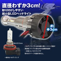 【定形外送料無料】バイクLEDヘッドライトフォグランプワンピース一体型ファンLED5000ルーメンCREEチップH4Hi/Lo5000Lmコンパクト