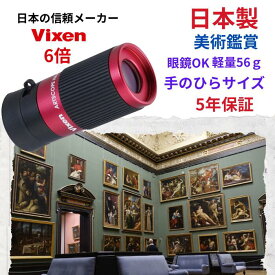 【美術鑑賞最適】日本製 信頼の日本メーカー製 単眼鏡 手のひらサイズ 小型 軽量 56g ルーペ Vixen 単眼鏡6倍16mm 美術鑑賞 美術館 博物館 コンパクト 眼鏡をかけたまま使用可能 還暦 ビクセン アートスコープH6×16