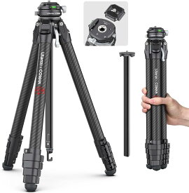 【期間限定20％ポイント 】Ulanzi ZERO F38 カーボン三脚 トラベル三脚 3Way雲台 カメラ三脚 軽量 5段階伸縮 F38クイックシュー付き アルカスイス対応互換38mm標準 収納袋付き 最大耐荷重18KG 一眼レフカメラ 望遠レンズ プロジェクタ等適用