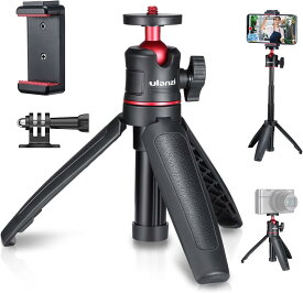【限定15%オフ+20倍P！】Ulanzi MT-08 三脚 スマホ ＋ スマホクリップ カメラ三脚 小型 自撮り棒 伸縮 3段 スマホ ビデオカメラ 三脚 自撮り棒 ホットシュー付き 360°回転 Sony/Canon/iphone/GoPro9 8 7/ミラーレス/デジタルカメラ/ビデオカメラ/アクションカメラ対応
