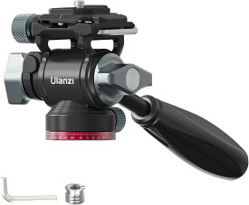 【期間限定12%オフ】Ulanzi フルード ビデオ雲台 自由雲台 2WAY 小型カメラ雲台 1/4"と3/8"ネジ付き 360°回転可能 耐荷重10キロ アルミニウム合金 取り外し可能なハンドル付き ビデオカメラ撮影に対応 U-190