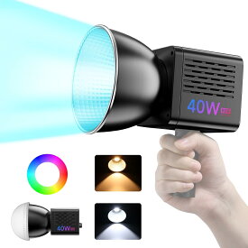 【限定12%オフ！】Ulanzi L024 40W RGB COB撮影ライト LEDビデオライト RGB COBライト デュアル色温度常定光ライト 2500K-6500K 無段階調光 高輝度 撮影補助光 MAX 50W CRI 95+/TLCI 96+ 3400mAh 充電式 AC/DC電源 Type-C 1/4''ネジ穴 生放送/自撮り/商品撮影/動画撮影