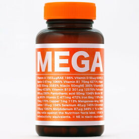 MEGA パフォーマンスサプリ メガビタミン マルチビタミン ミネラル サプリメント 亜鉛 鉄 パントテン酸 ビオチン完全栄養食 分子栄養学設計 1粒凝縮 最大125倍 サプリ 90粒