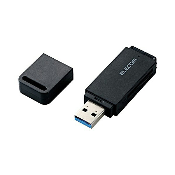  エレコム カードリーダー USB3.0 20倍速転送 スティックタイプ ストラップホール付 ブラック メモリリーダライタ   USB3.0対応   直挿し   ソフト付き   SD系専用   ブラック MR3-D013SBK