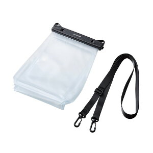 【正規代理店】 エレコム P-WPSG05BK スマートフォン 用 防水ケース マチ付きタイプ IPX8 ショルダーストラップ付属 ブラック ELECOM 大容量 対応 防水スマホケース 防水ポーチ 内ポケット付 スマ