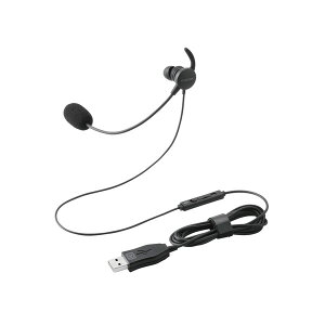 【正規代理店】 エレコム HS-EP21MUBK ヘッドセット 片耳 有線 USB 接続 カナル型 マイク付き 高音質 音量調整 ミュート機能 【 Windows Mac Chrome LINE ZOOM Meet Teams Webex 対応 】 ブラック