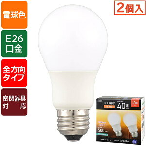 �y2�Z�b�g�z �I�[���d�@ LDA4L-GAG592P LED�d�� (40�`����/�d���F/500 lm/4.4W/E26/Ra83/�S�����z��280°/���`���Ή�/2��)