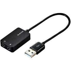 【2個セット】エレコム USB-AADC02BK USBオーデイオ変換アダプタ USBオーディオ変換アダプタ ステレオミニプラグのヘッドセットをUSB端子に接続できる変換アダプタ 0.15m ブラック Windows11 対応