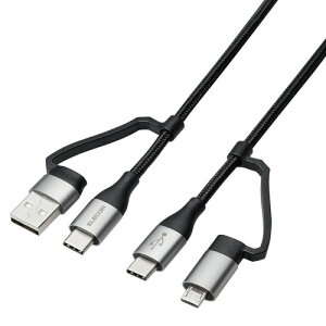 y2ZbgzGR MPA-AMBCC10BK 4in1 [dP[u ( USB Type C + USB A to USB Type C + microUSB ) PD 60WΉ P[u 1m iPad Macbook Chromebook Android [d ubN 1Nۏ i