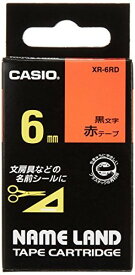 【5個セット】カシオ スタンダードテープ 赤 ( 黒文字 ) 6mm×8m
