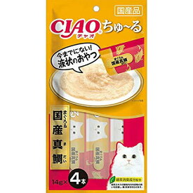 【6個セット】 いなば チャオ ちゅ る まぐろ＆国産真鯛 14g×4本 ペースト 国産品 おやつ SC-177 いなばペットフード チュール CIAO 緑茶消臭成分配合 SC177 猫用ふりかけ ちゃおちゅーる キャットフード いなば食品 下部尿路配慮 猫おやつ 厳選素材
