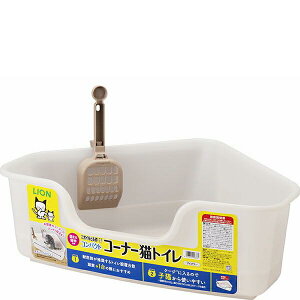 ライオンペット ニオイをとる砂専用 コンパクトコーナー猫トイレ ライオン商事 スタートセット スコップ付 シンプル 猫用トイレ 獣医師開発 ライオン コンパクト オープン トイレ ワイド
