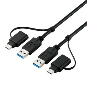 �y���K�㗝�X�z �G���R�� UC-TV8BK �����N�P�[�u�� USB5Gpbs Windows�EMac�Ή� USB-A�EUSB Type-C�Ή� 1.5m �u���b�N