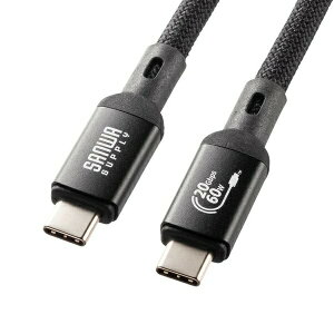 �T�����T�v���C KU-20GCCP6030 USB Type-C�P�[�u�� USB20Gbps USB4 Gen2x2 �Ή��P�[�u�� �f���o�͉\ 4K/60Hz 3m �u���b�N PD60W�Ή� ���b�V���P�[�u�� USB-IF�F�؎擾�i