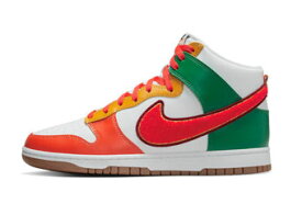 バスケットシューズ バッシュ スニーカー ダンク ハバネロ ナイキ Nike Dunk high Retro Chenille Swoosh Habanero Red ストリート