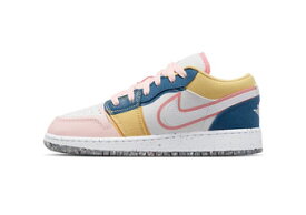 バスケットシューズ バッシュ スニーカー キャンバス ジョーダン Jordan Air Jordan 1 Low SE Canvas GS GS White/French Blue/Gold/Pink ストリート 【GS】キッズ