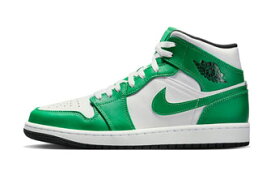 バスケットシューズ バッシュ スニーカー ジョーダン Jordan Air Jordan 1 Mid Lucky Green/White ストリート