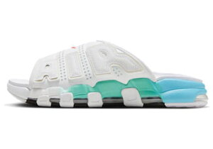 バスケットシューズ バッシュ スニーカー ナイキ Nike Air More Uptempo 96 Slide White/Mint Blue ストリート