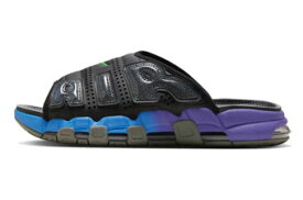 バスケットシューズ バッシュ スニーカー ナイキ Nike Air More Uptempo Slide Black/Purple/Blue ストリート