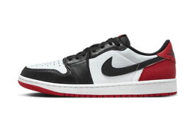 バスケットシューズ バッシュ スニーカー つま黒 ジョーダン Jordan Air Jordan 1 Low Retro OG Black Toe White/Black/Red ストリート